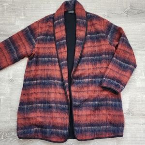 TOPSHOP Wool Blend Shacket Oversized Open Cardigan Jacket Orange Black 6